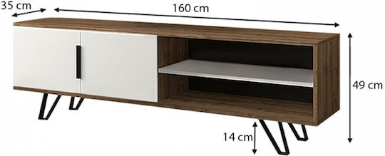 TV Stand Foot Walnut - White L160xD35xH49cm