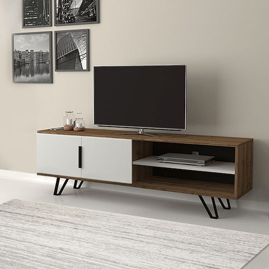 TV Stand Foot Walnut - White L160xD35xH49cm