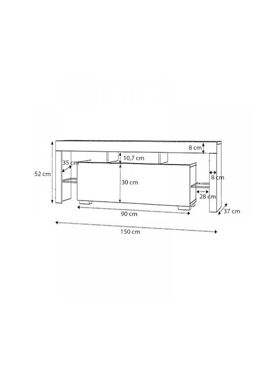 Stand TV Stilo Cu Iluminare LED Alb L150xA37xÎ52cm