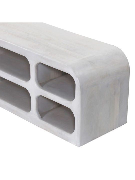 TV-Ständer Handyr aus Massivholz Weiß M130xT40xH45cm