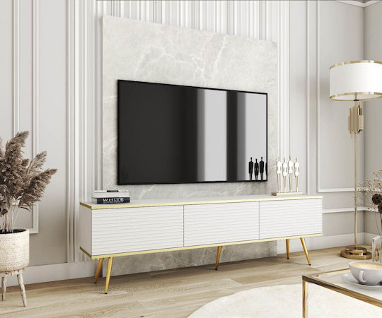 Έπιπλο Τηλεόρασης Loro Plus Λευκό Μ175xΠ32xΥ30cm
