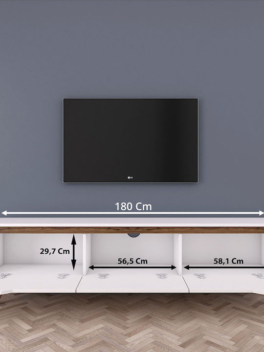 TV-Ständer Weiß-Walnuss M180xT35xH48,6cm