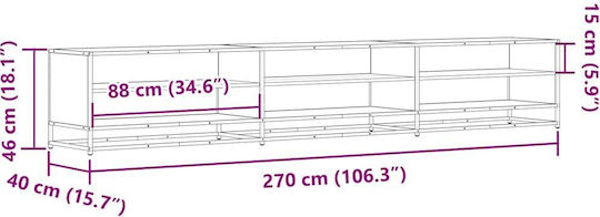 Stand TV Din Metal Și Lemn Maro L270xA40xÎ46cm