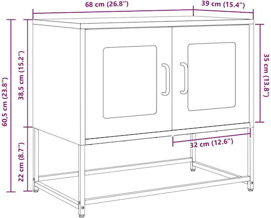Metal TV Stand Olive Green Green 68x39x60.5cm