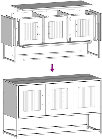 Metal TV Stand White M100.5xD39xH60.5cm