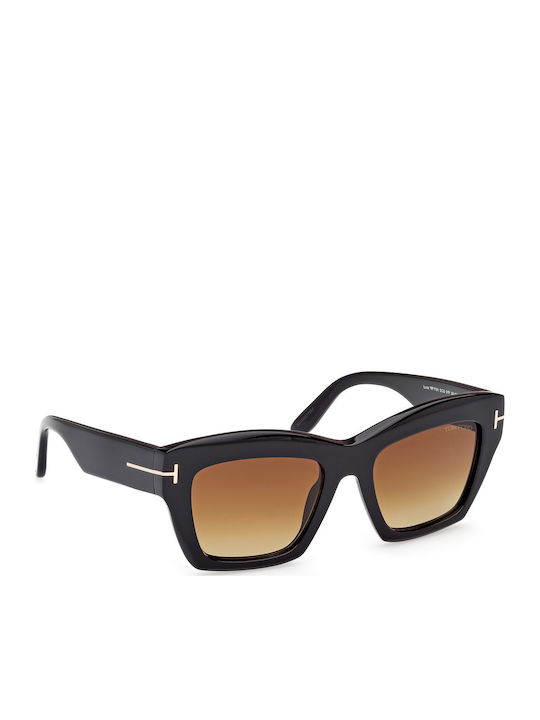Tom Ford Women's Sunglasses with Black Plastic Frame and Brown Gradient Lens FT1191 01F