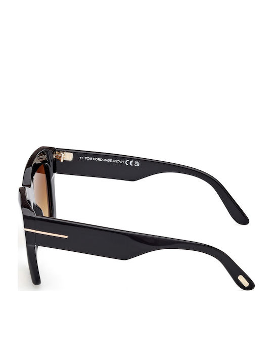 Tom Ford Women's Sunglasses with Black Plastic Frame and Brown Gradient Lens FT1191 01F
