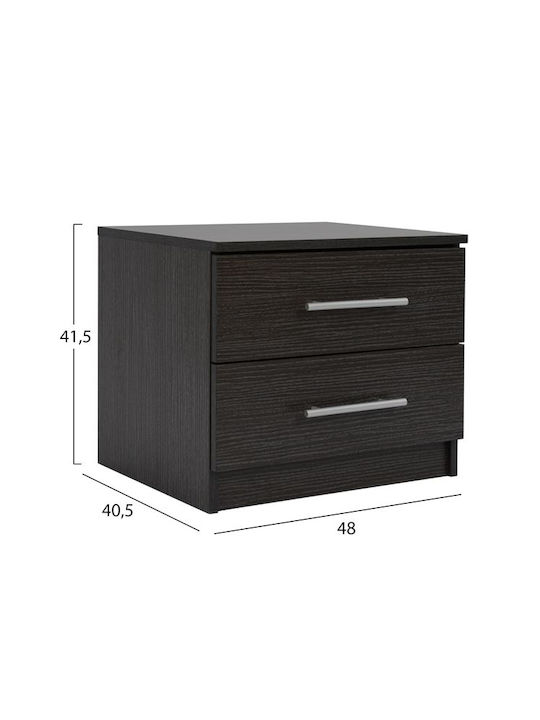 Bedside Table Chelsea Wooden Wenge 48x40.5x41.5cm