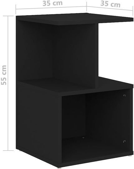Wooden Bedside Tables Black 2 Pieces 35x35x55cm