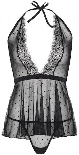 Leg Avenue Dotted Babydoll Σετ Sexy Babydoll Black