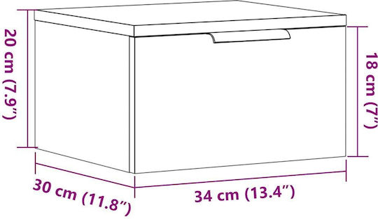 Κομοδίνο Ξύλινο Παλιό ξύλο 34x30x20cm