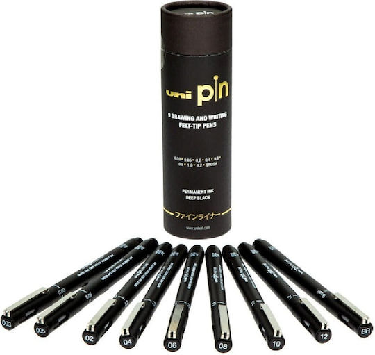 Uni Tube Finerliner Black 9 Pcs 401228