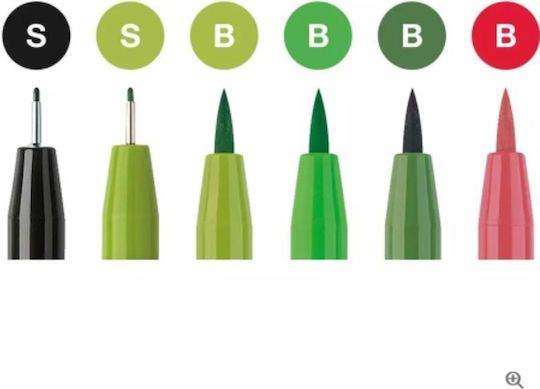 Faber-Castell Pitt Artist Design Markers 0.3mm Green 6pcs