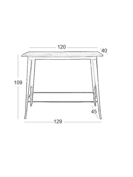 Masa Bar pentru spații exterioare Lemn cu schelet metalic Texas Șah mat negru 120x40x103buc