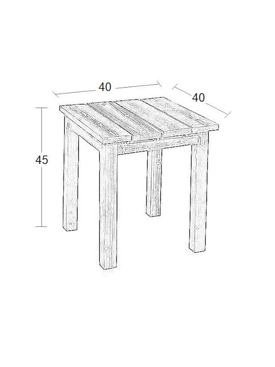 Koral Auxiliary Outdoor Free Standing Wood Table Walnut 45x45x44cm