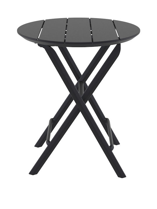 Helen Outdoor Bar Foldable Polypropylene Table Black 60x60x74cm