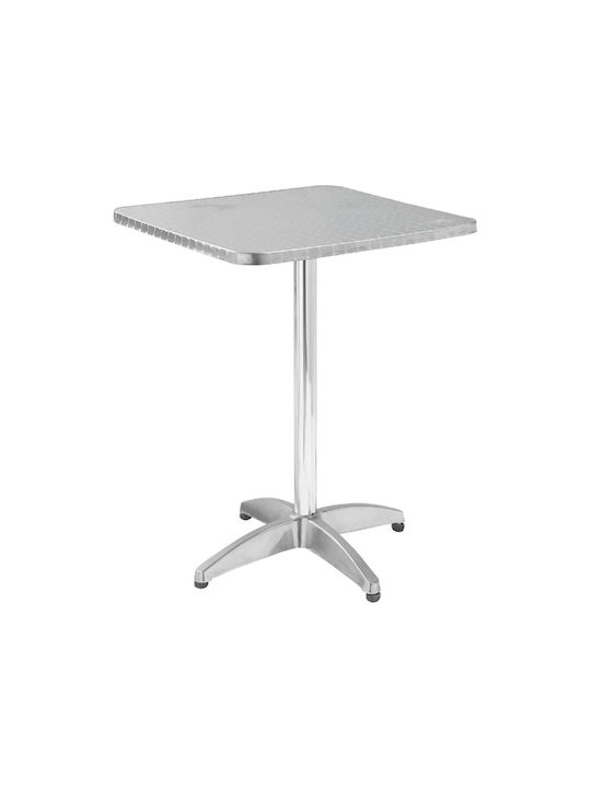 Palma Outdoor Dinner Free Standing Aluminum Table Silver 60x60x70cm