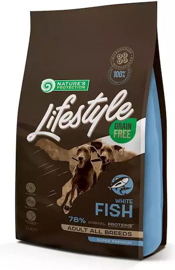 Nature's Protection Lifestyle White Fish 1.5kg Dry Food Grain-Free for Adult Dogs with Fish