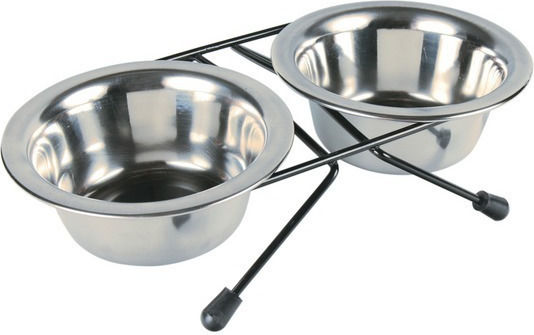 Trixie Stainless Steel Bowl Food & Water for Dog & Cat with Base 2x 3.6lt 24cm in Silver Color