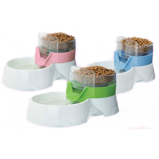 Vitakraft Automatischer Wasserschale / Brunnen für Hund & Katze 1,3 l in Grün Farbe mit Futterspender 29x17x18,5 cm