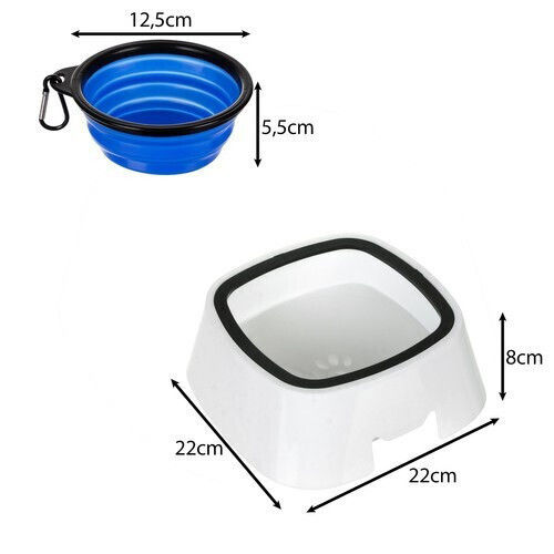 Purlov Schalen aus ABS-Kunststoff Futter & Wasser Langsame Fütterung für Hund & Katze 1.5lt in Weiß Farbe 2Stück