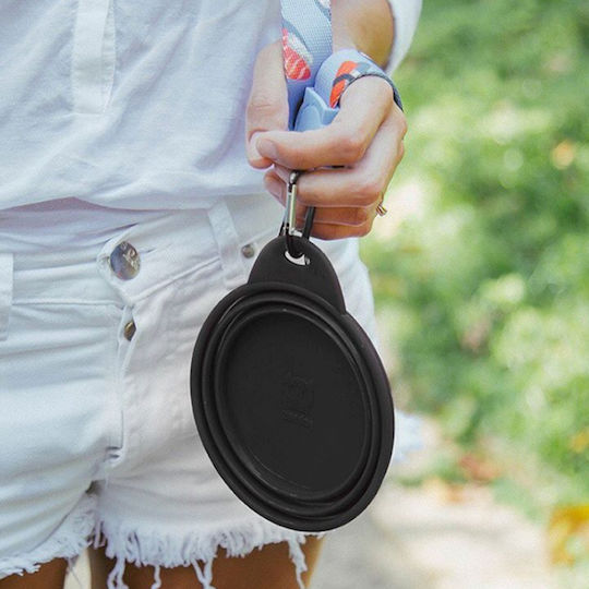 Zee-Dog Bowl Silicone Food & Water for Dog & Cat 500ml 12.5cm in Black Color