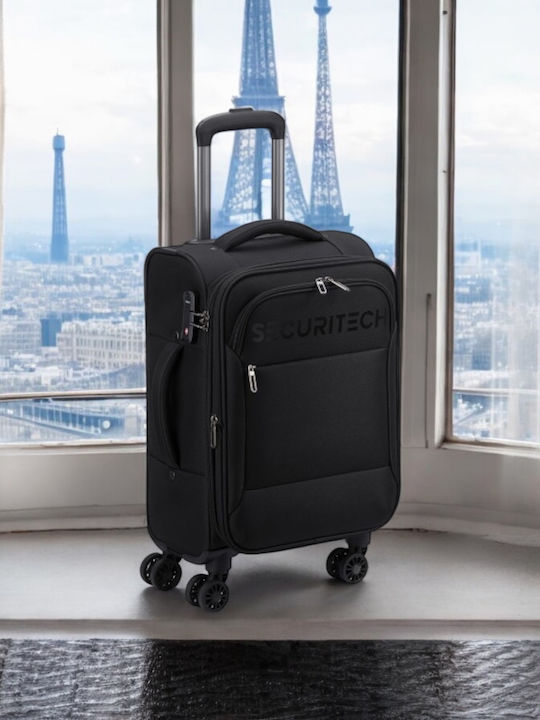Securitech Koffer Reise Stoff Schwarz Mit 4 Räder Set 3 Stück