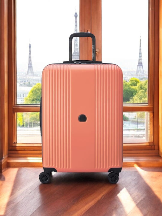 Delsey Ophelie Valiză De Călătorie Medie Tough Coral Pink Cu 4 Roți Înălțime 66 Cm
