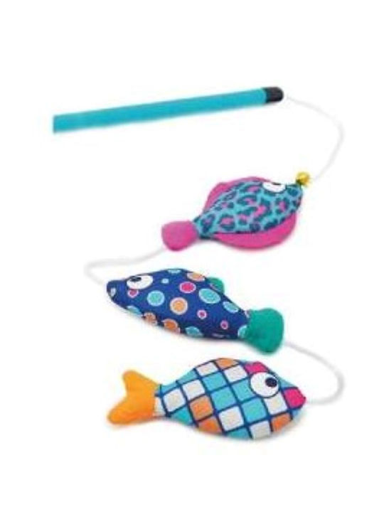 Rosewood Patchwork Fish Teaser Играчка за котка Пръчка с катнип с котешка мента