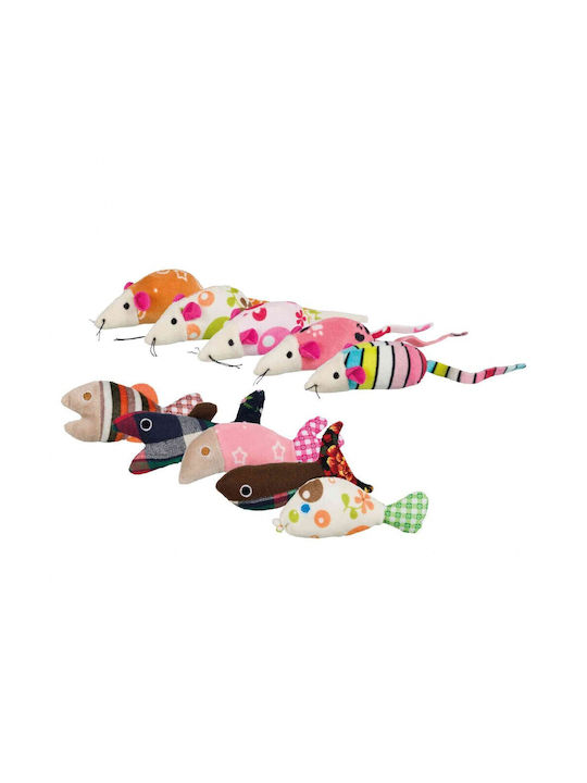 Trixie Fish Cat Toy Mouse Mice & Fish 9-12cm (Various Designs)
