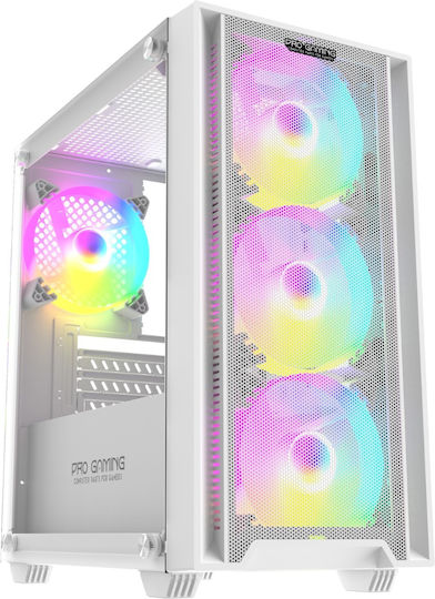 ProGaming ARROW Gaming Mini Tower Κουτί Υπολογιστή με Πλαϊνό Παράθυρο και RGB Φωτισμό Λευκό
