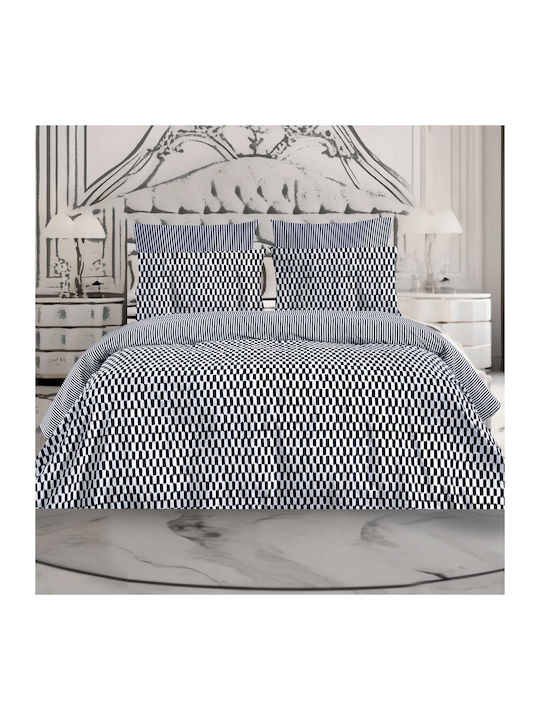 Makis Tselios Home Bettdecken-Set Großes Doppelbett 240x250cm Blau 3Stück