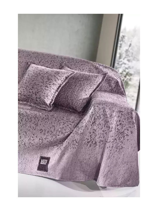 Guy Laroche Matis Sofa Throws 2 Seater 2 Sides Chenille 180x250cm Purple