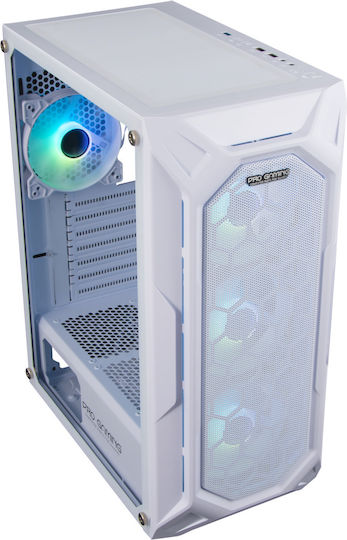 ProGaming Hive Gaming Midi Tower Computer Case with Side Window and ARGB Lighting White