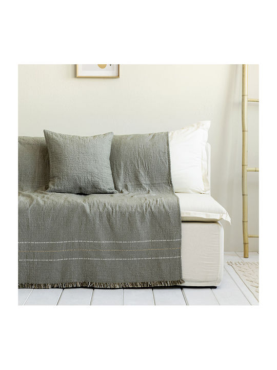 Nima Azura Cuvertură Pentru Canapea 4 Locuri Gofrat 180x350 cm Khaki