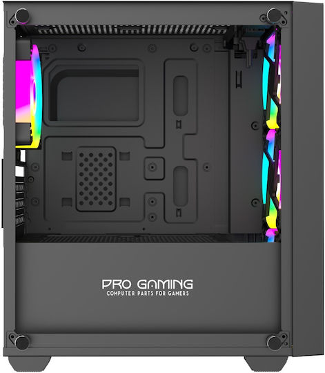 ProGaming ARROW Gaming Mini-Turm Computergehäuse mit Seitenfenster und RGB-Beleuchtung Schwarz