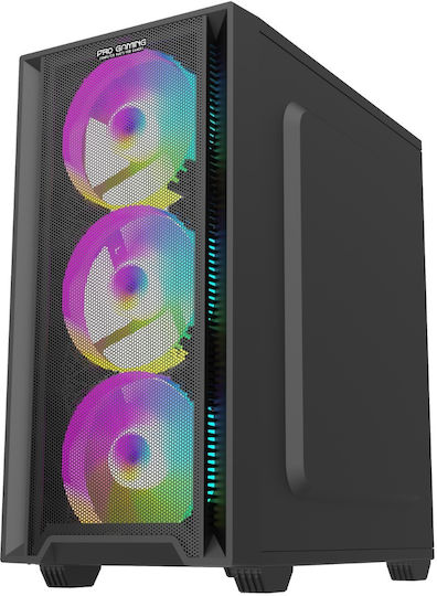 ProGaming ARROW Gaming Mini-Turm Computergehäuse mit Seitenfenster und RGB-Beleuchtung Schwarz