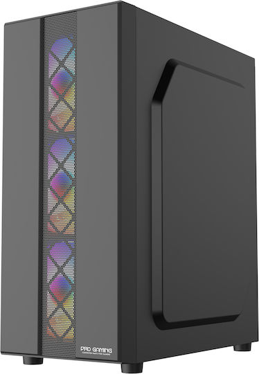 ProGaming JAX Gaming Midi Tower Computer Case with Side Window and ARGB Lighting Black