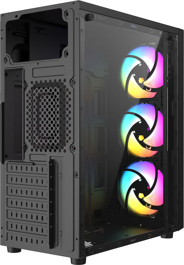 ProGaming JAX Gaming Midi Tower Computer Case with Side Window and ARGB Lighting Black