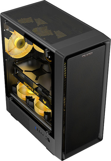 ProGaming VISION Gaming Middle Tower Carcasă Calculator cu Fereastră Laterală și Iluminare RGB Negru