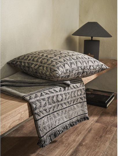Gofis Home Indira Sofa Throw 2 Seater Chenille 258x250cm Ash Beige-Black 258/13