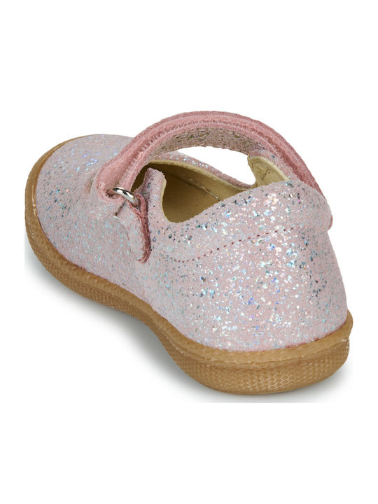 Παιδικές Μπαλαρίνες mit Bügel- und Schleifenverschluss Leder Rosa