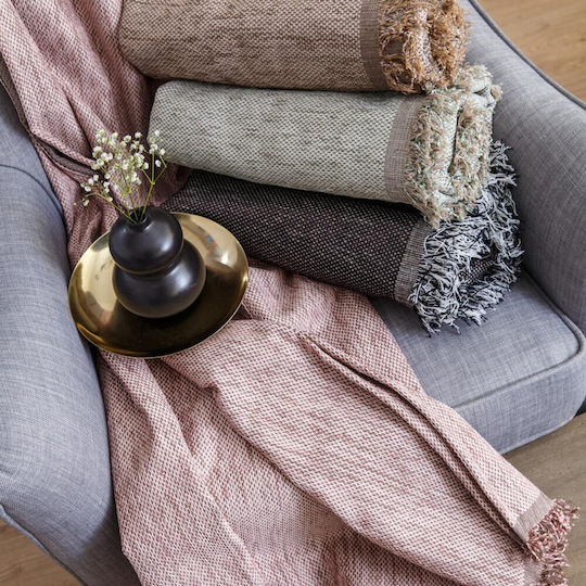 Borea 4 Season Armchair Throw Chenille 150x180cm Terracotta