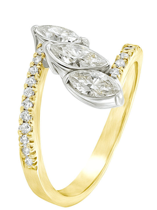 Xryseio Ring with Zircon made of White gold 14K