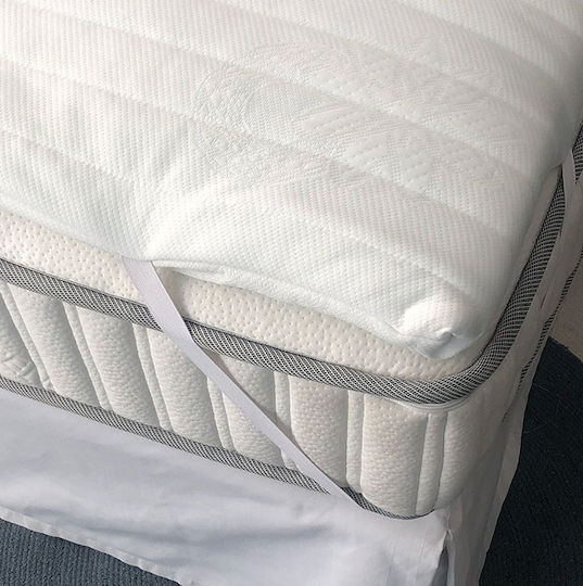 Palamaiki Mattress Topper White Comfort Single Memory Foam Infused with Aloe , Removable Cover & Elastic Straps 100x200x4cm