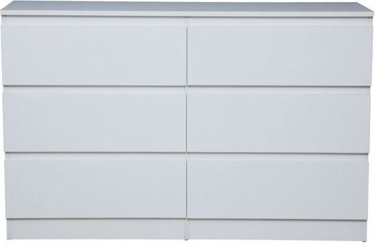 Скрин За Спалня Дървен Juniper 6s С 6 Чекмеджета Бяла 138x40x77см