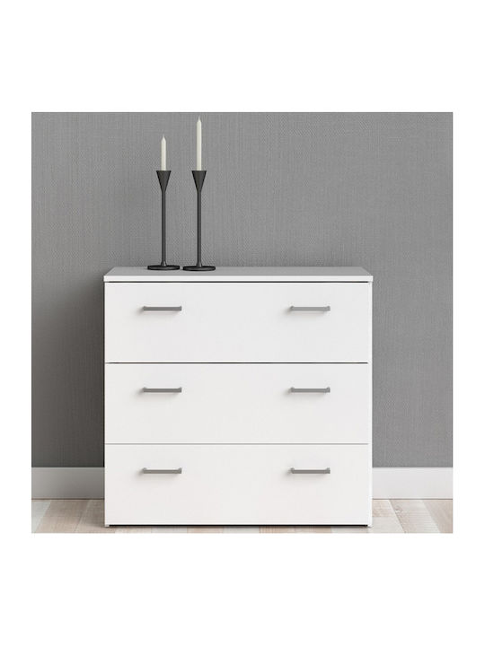Space Wooden Chest of Drawers with 3 Drawers White 74.1x35.95x69.9cm