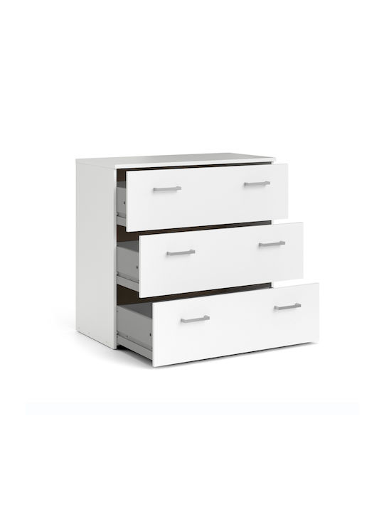 Space Wooden Chest of Drawers with 3 Drawers White 74.1x35.95x69.9cm