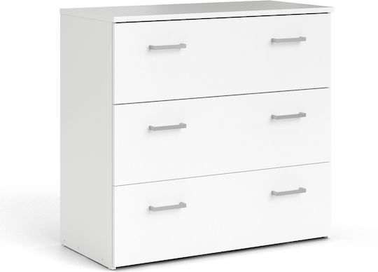 Space Wooden Chest of Drawers with 3 Drawers White 74.1x35.95x69.9cm