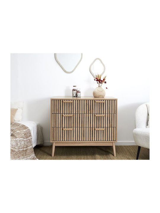 Wooden Chest of Drawers with 3 Drawers 90x49x79cm
